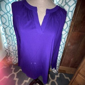 Cable & Gauge Purple Women's Split-Neck 3/4 Sleeve Top